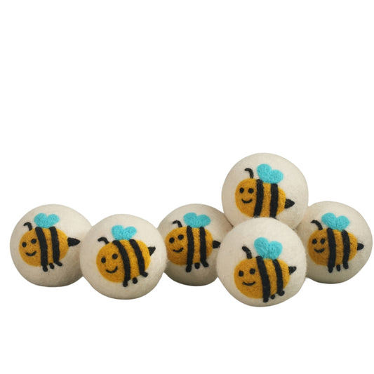 Bee Design Wool Dryer Balls – Eco-Friendly Reusable Laundry Balls (6 Pack)
