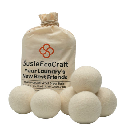 100% New Zealand Wool Dryer Balls – 6 Pack | Natural Fabric Softener