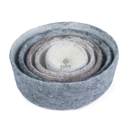 Handmade Felt Storage Bowls – Set of 5 | 100% New Zealand Wool