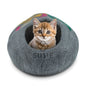 Handmade Felt Cat Cave Bed – Eucalyptus Flower Design | Natural Wool