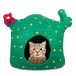 Handmade Felt Cat Cave Bed – Cactus Design | 100% New Zealand Wool for Indoor Cats
