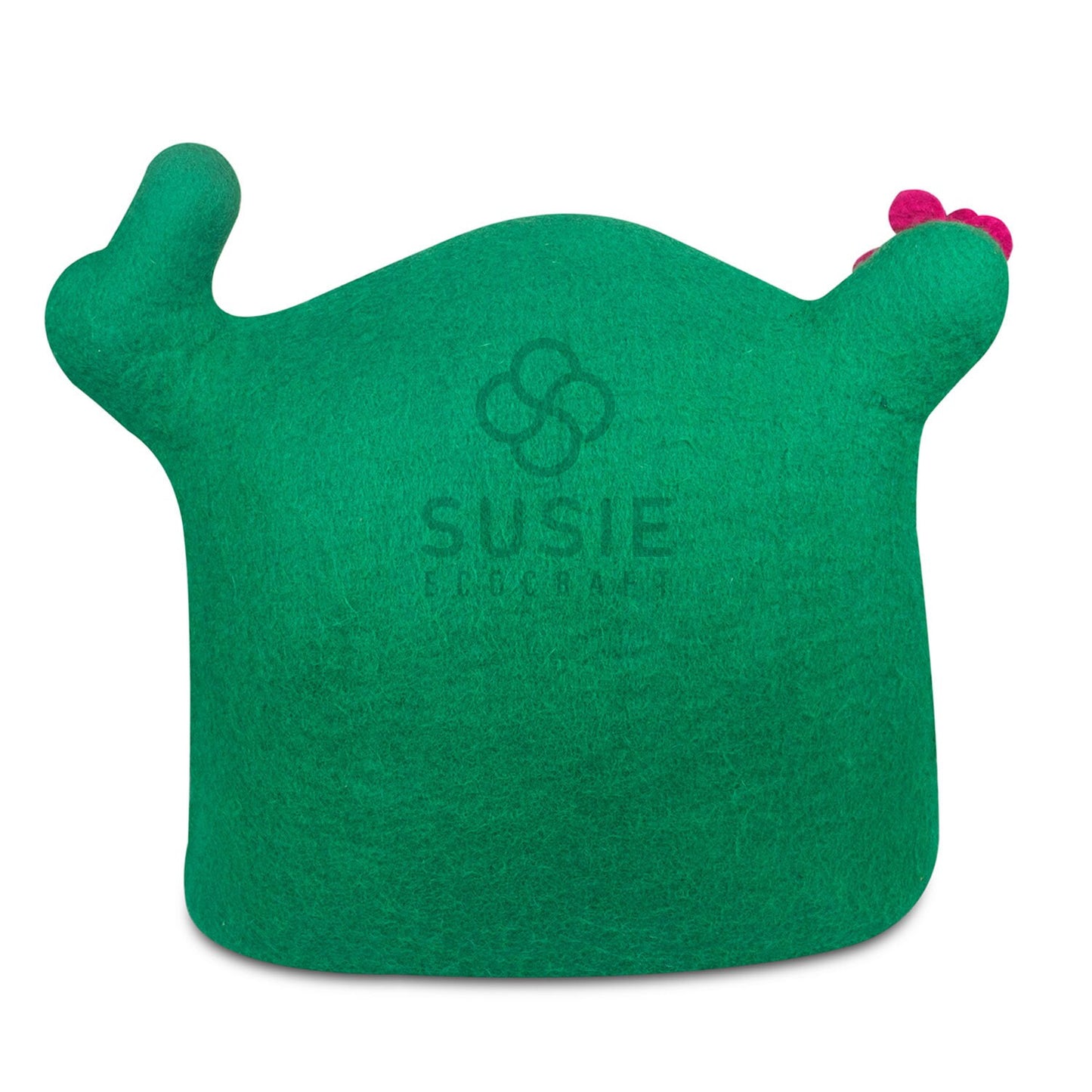 Handmade Felt Cat Cave Bed – Cactus Design | 100% New Zealand Wool for Indoor Cats