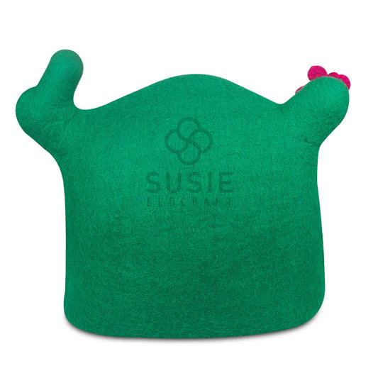 Handmade Felt Cat Cave Bed – Cactus Design | 100% New Zealand Wool for Indoor Cats