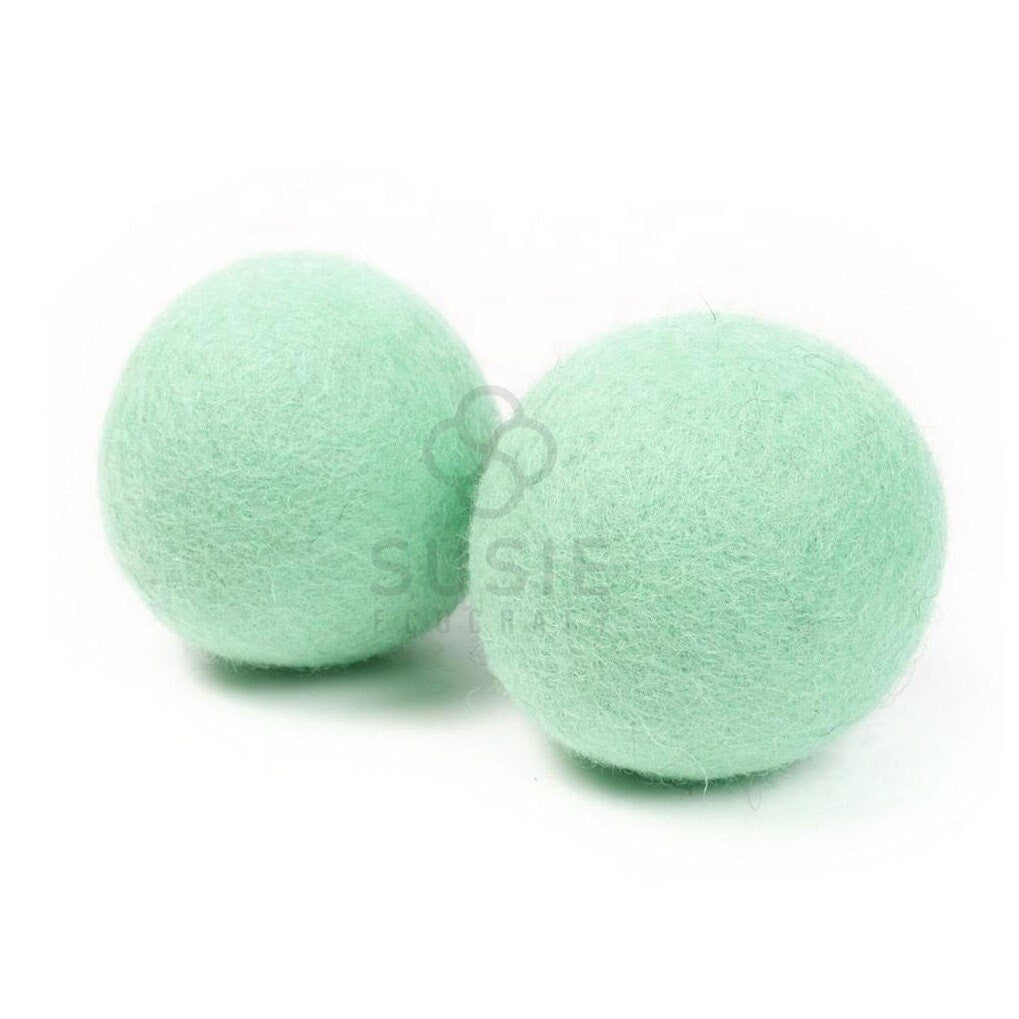 Mint Green Wool Dryer Balls – Handmade Natural Laundry Balls (6 Pack)
