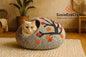 Handmade Felt Cat Cave Bed – Tree Design | Eco-Friendly Wool Cat House